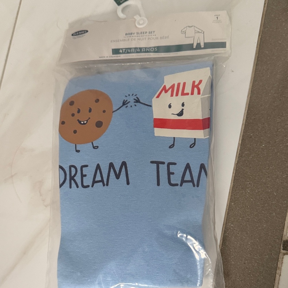 Dream Team Kids Pajama Set - Milk & Cookie Graphic - Light Blue